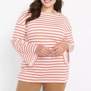 Lane Bryant Long-Sleeve Boat-Neck Sailor Tee